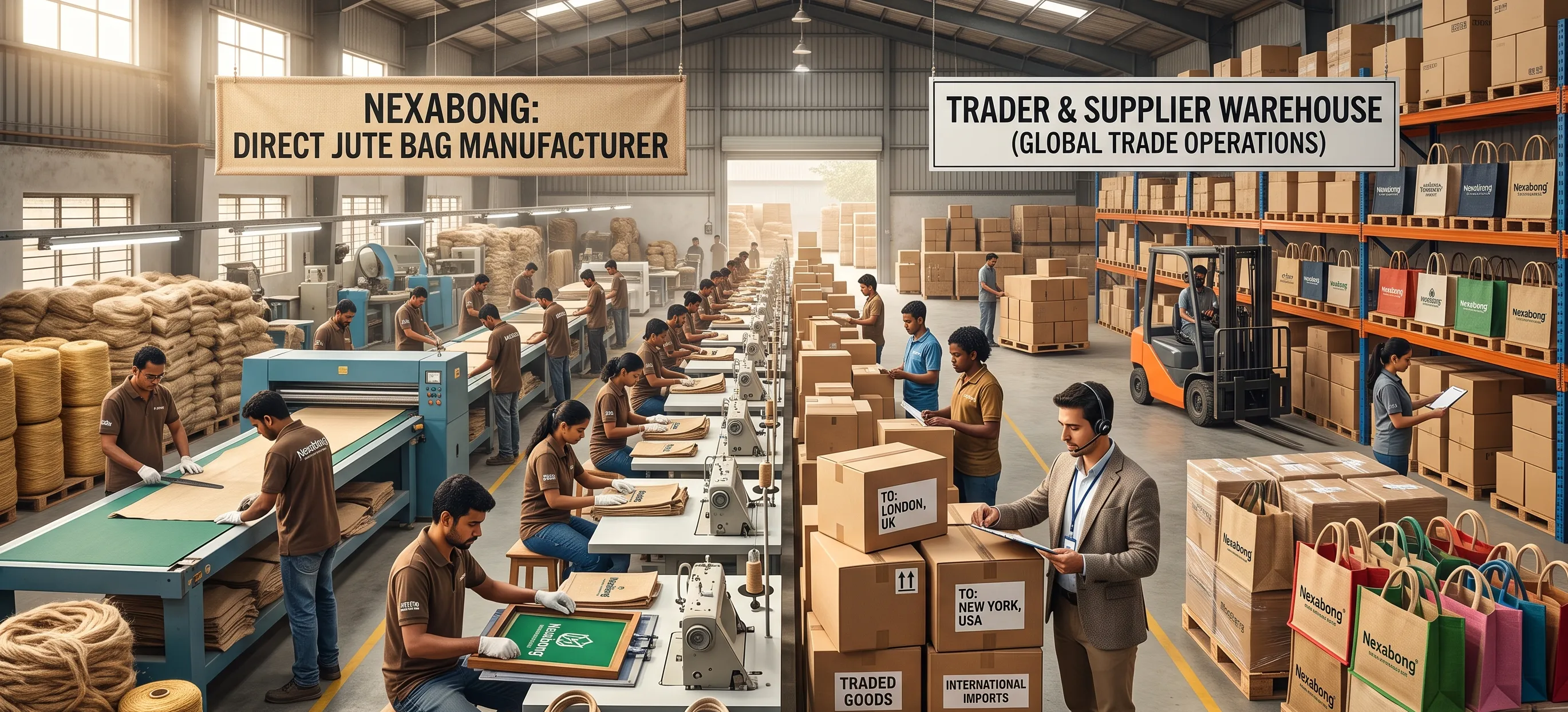 Difference between :Direct from the Source: Manufacturer vs. Trader in the Jute Bag Industry