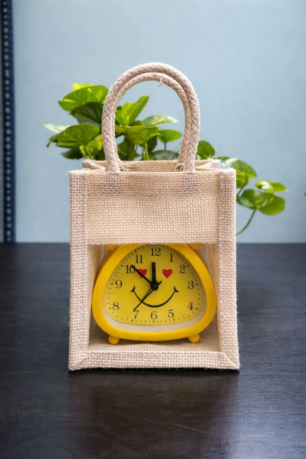 Transparent Window off- white jute bag